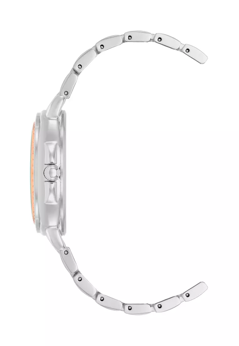 Anne Klein  AK4159SVRT0000 Rose Gold Two Tone Round Watch with White Dial and Rose Gold Embellished Crystal Bezel