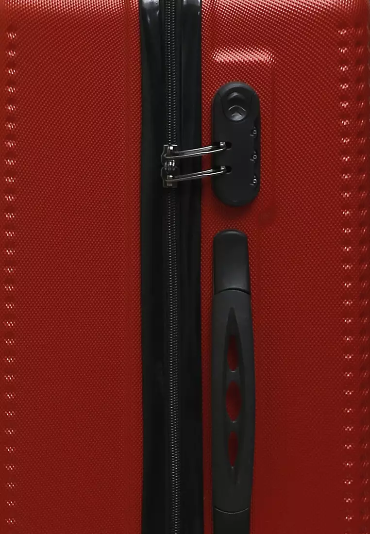 Isvara Tas Koper Hardcase One Set Unisex Large Compartment Suitcase Code Lock System Material ABS+PVC Coated ORIGINAL - Maroon
