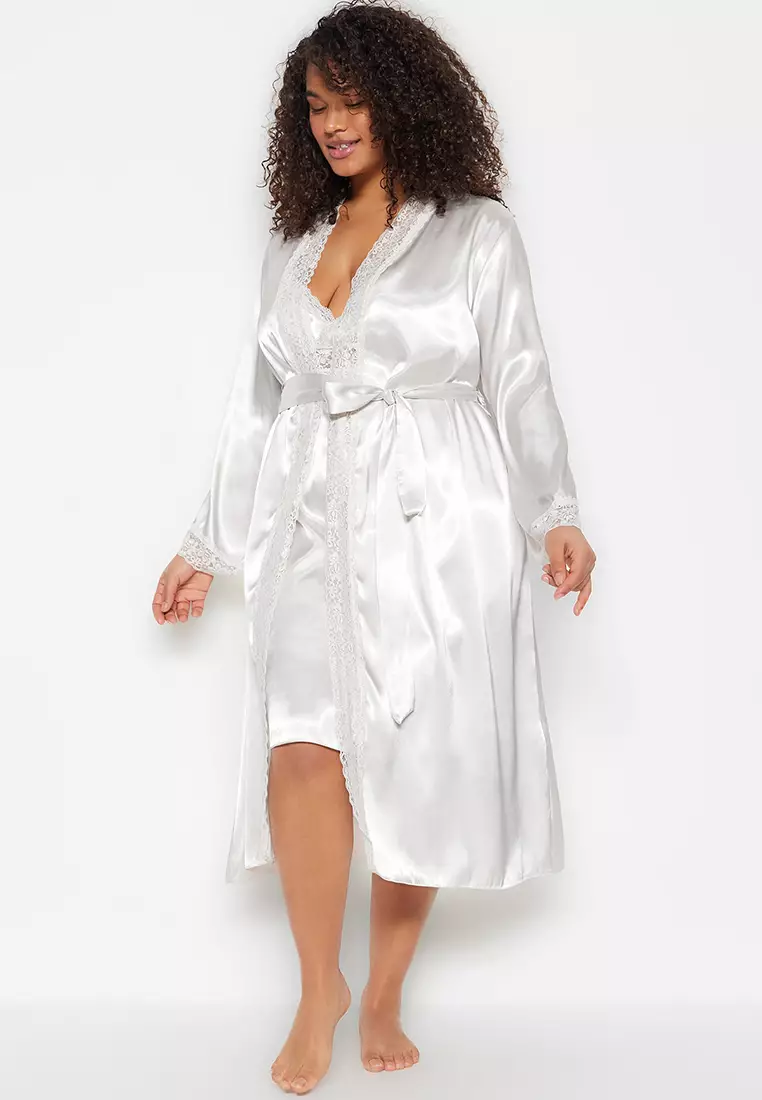 Plus size lace outlet dressing gown