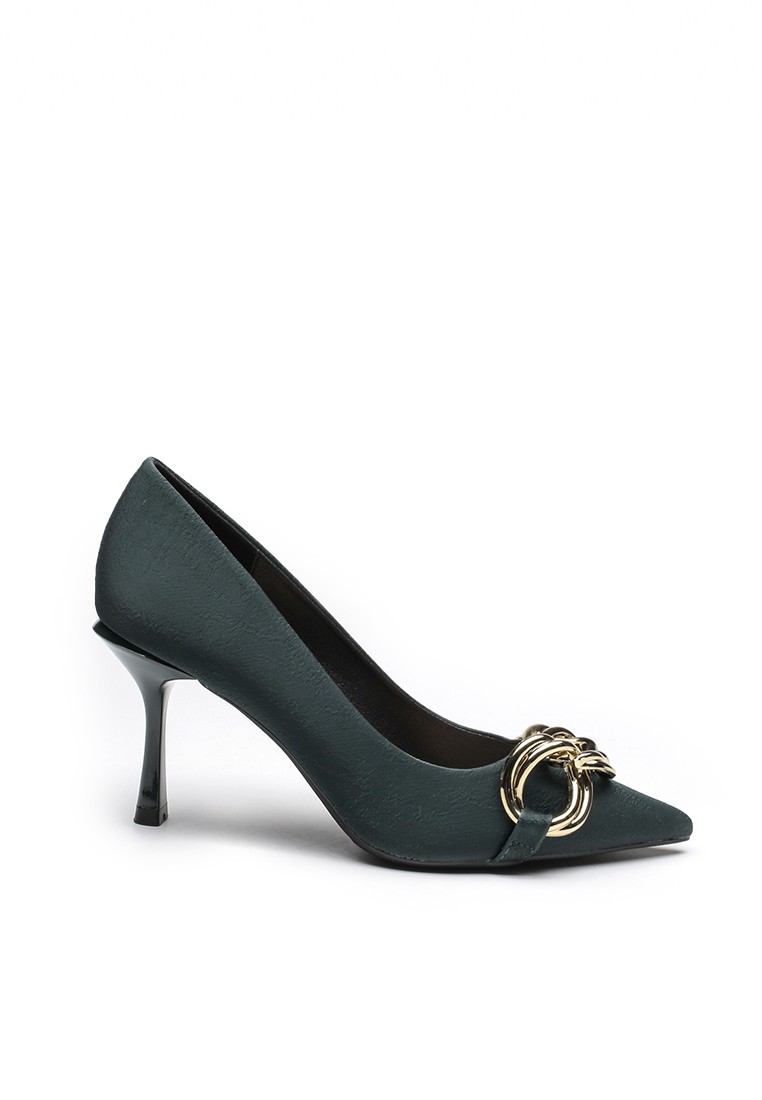 8CM Metal-Embellished Faux Leather High Heels Shoes IF85506