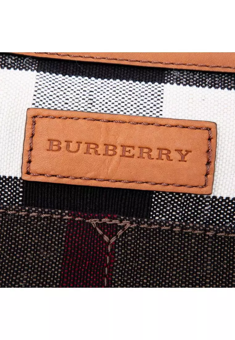 Pre-Loved Burberry Medium Mega Check Canvas And Grained Calfskin Ashby Tassel Bucket Bag