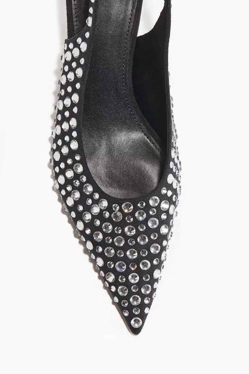 Rhinestone-embellished slingback court shoes