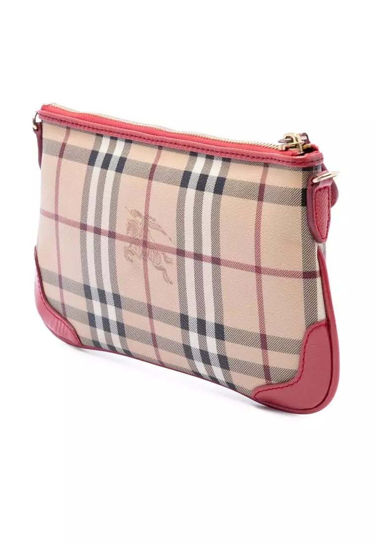 Pre-Loved Burberry Haymarket Check Coated Canvas Peyton Crossbody
