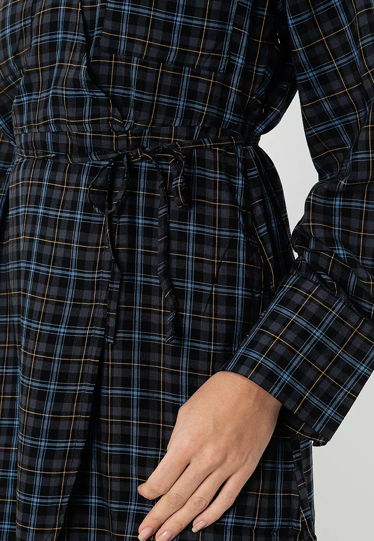 Kasi Fake Wrap Check Dress