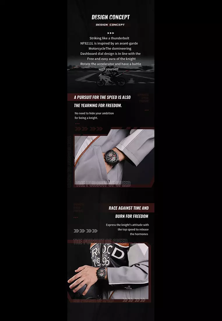 Naviforce - Jam Tangan Pria - Black - Brown Leather Strap - NF9211-L