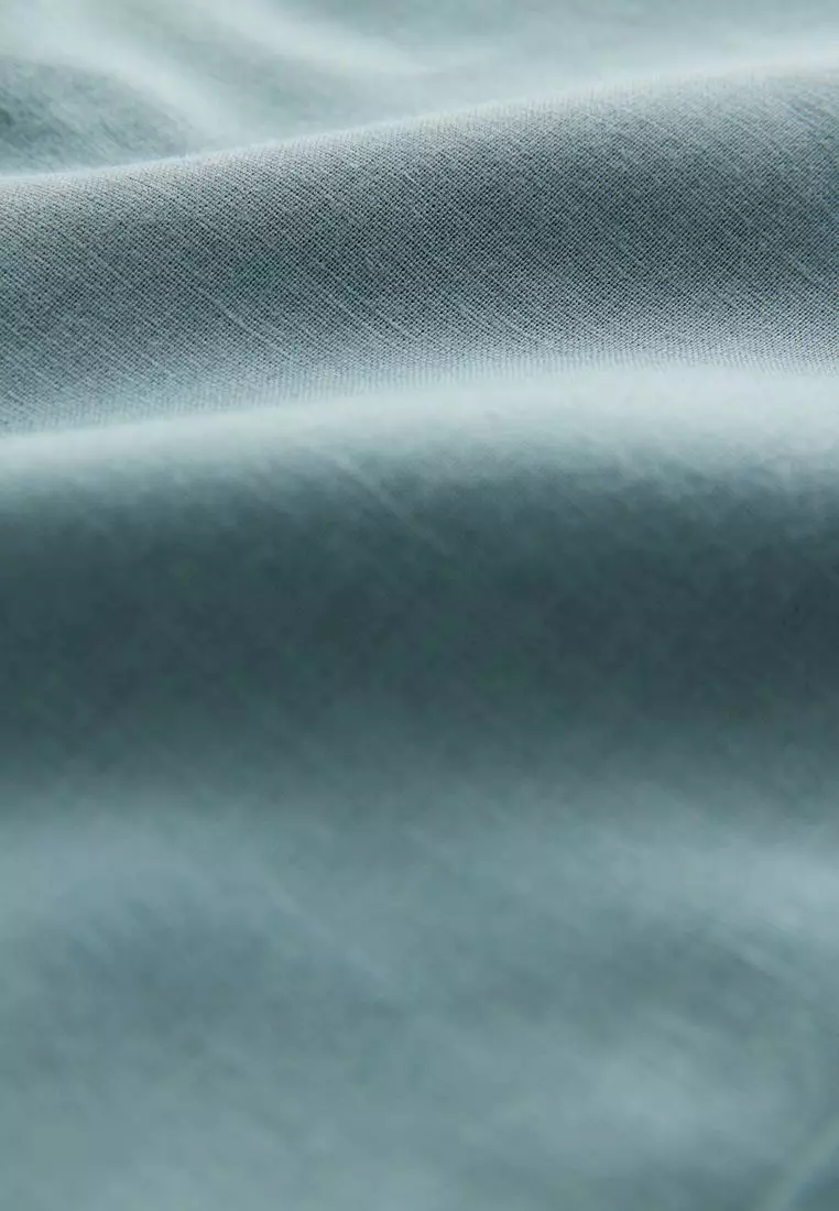 Cotton Linen Blend Short Sleeve Shirt Standard Collar