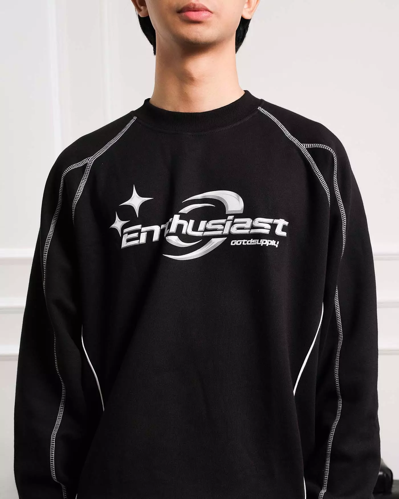 OOTDSUPPLY Crewneck Astral Stitch Black | Sweater Pria & Wanita CNSTITCH003