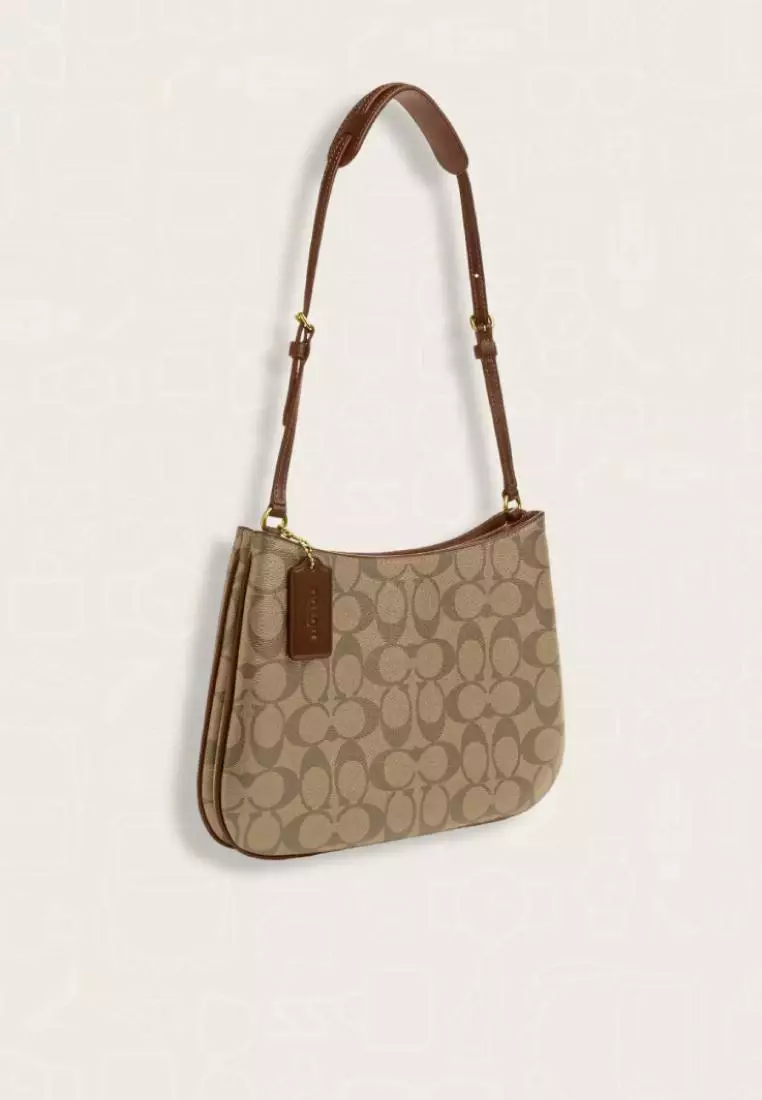 Coach Penelope Shoulder Bag In Signature Canvas Khaki Saddle
