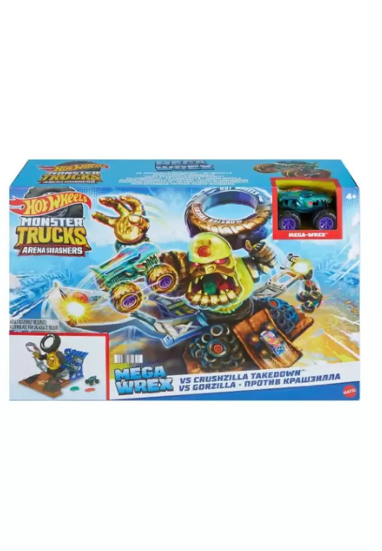 Hot Wheels Monster Trucks Arena Smashers MEGA-Wrex vs Crushzilla Takedown Playset
