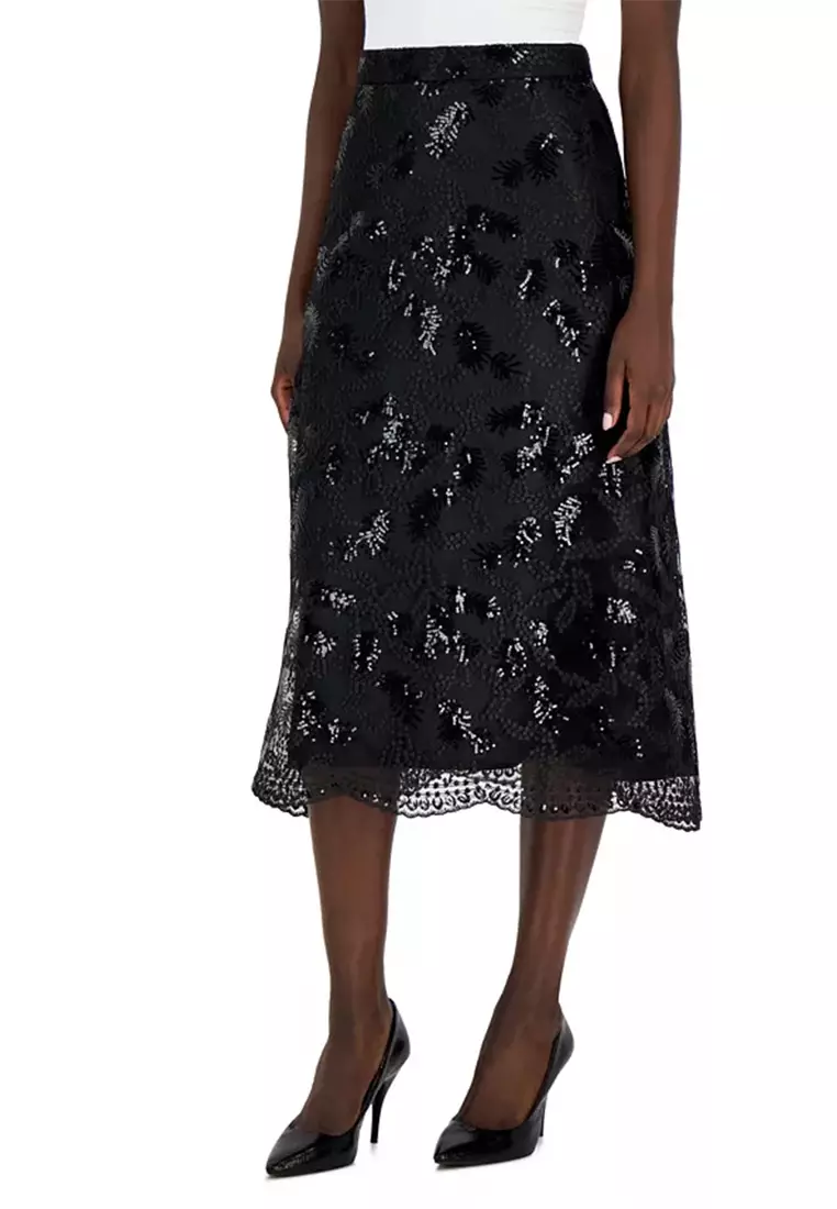 Floral embellished midi deals pencil skirt