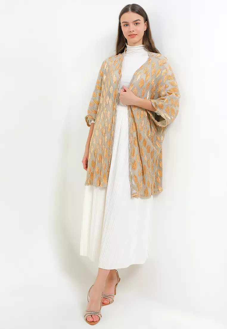 Rose Gold Print Pleated Outer