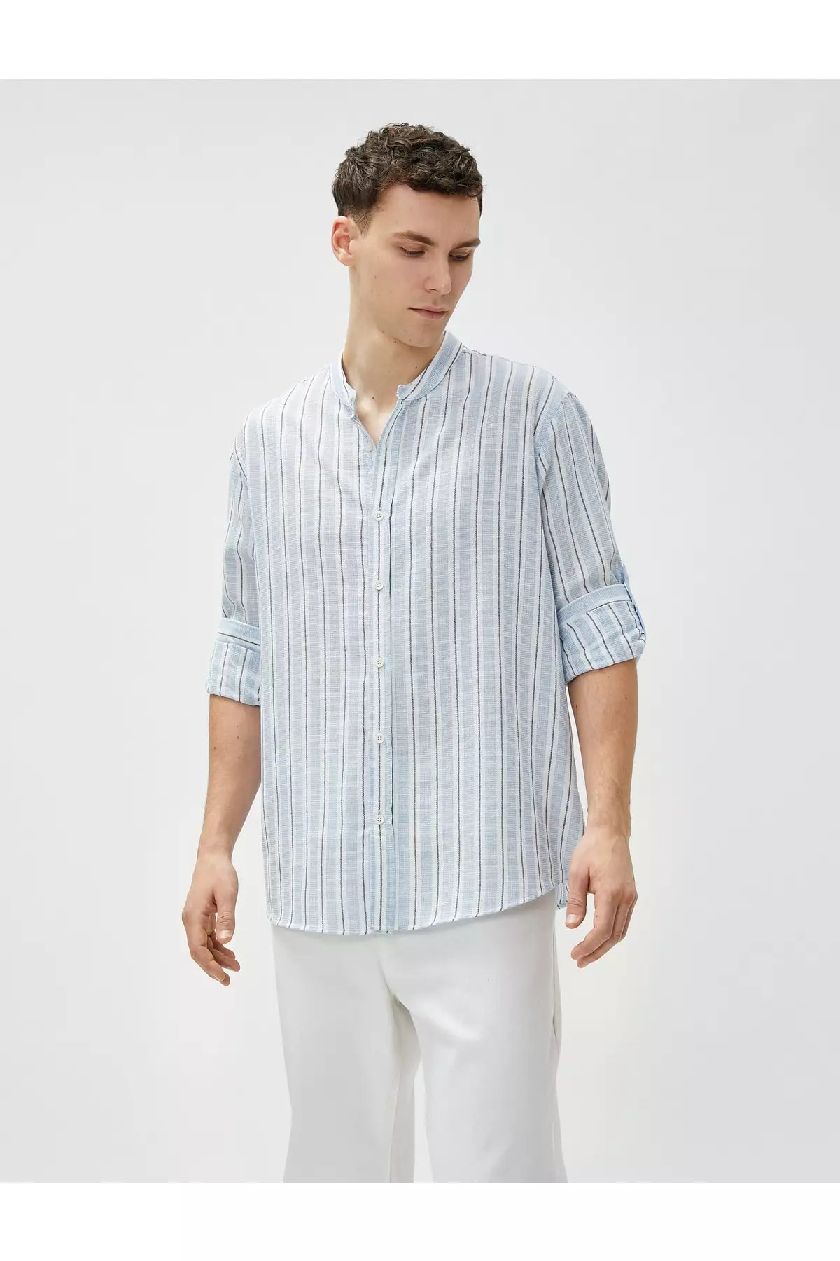 Buy KOTON Big Collar Shirts in Navy Striped 2024 Online ZALORA
