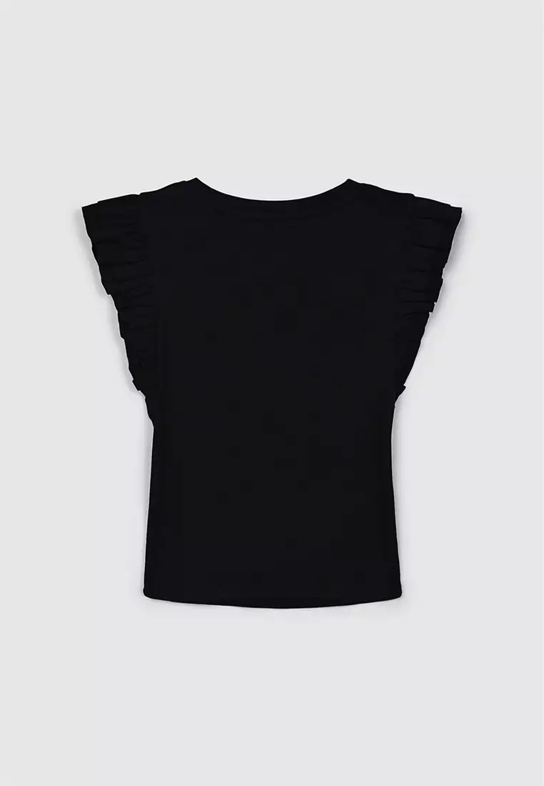 Woman Ruffled Sleeves T-Shirt