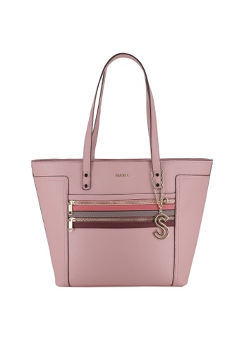 SEMBONIA pink Multi-Zipper Pocket Large Tote Bag C2FD5ACBD07E23GS_1