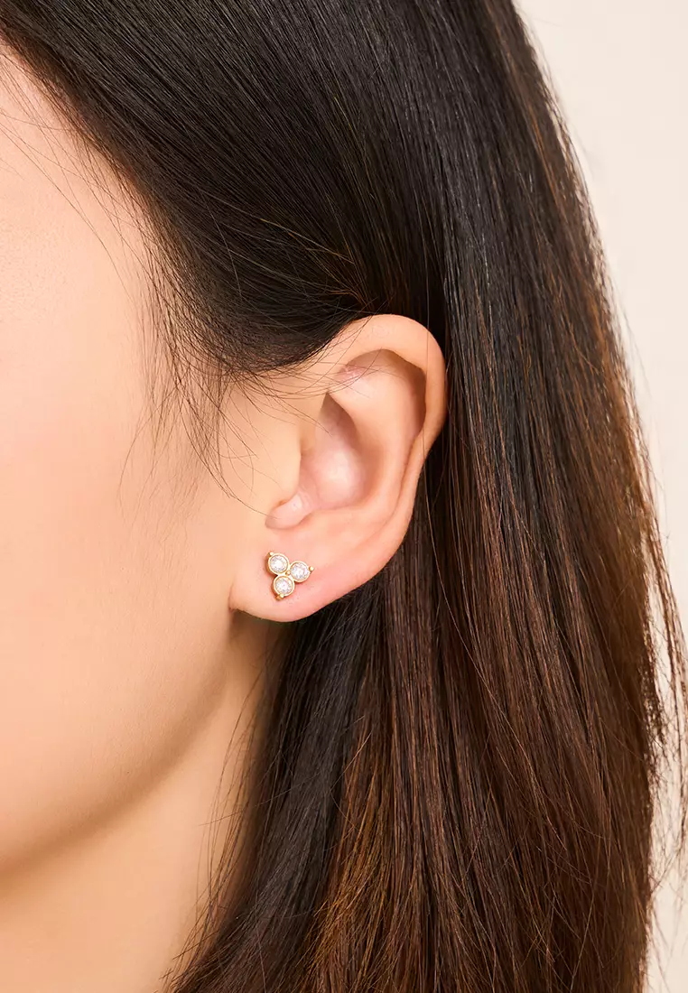 Lumi Triple Dot Stud Earrings in Gold