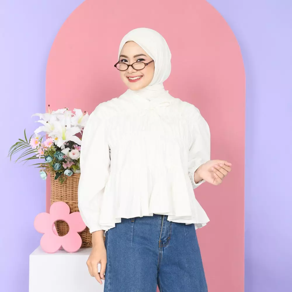 Liora Rubber Blouse - Broken White M19620 R21S4