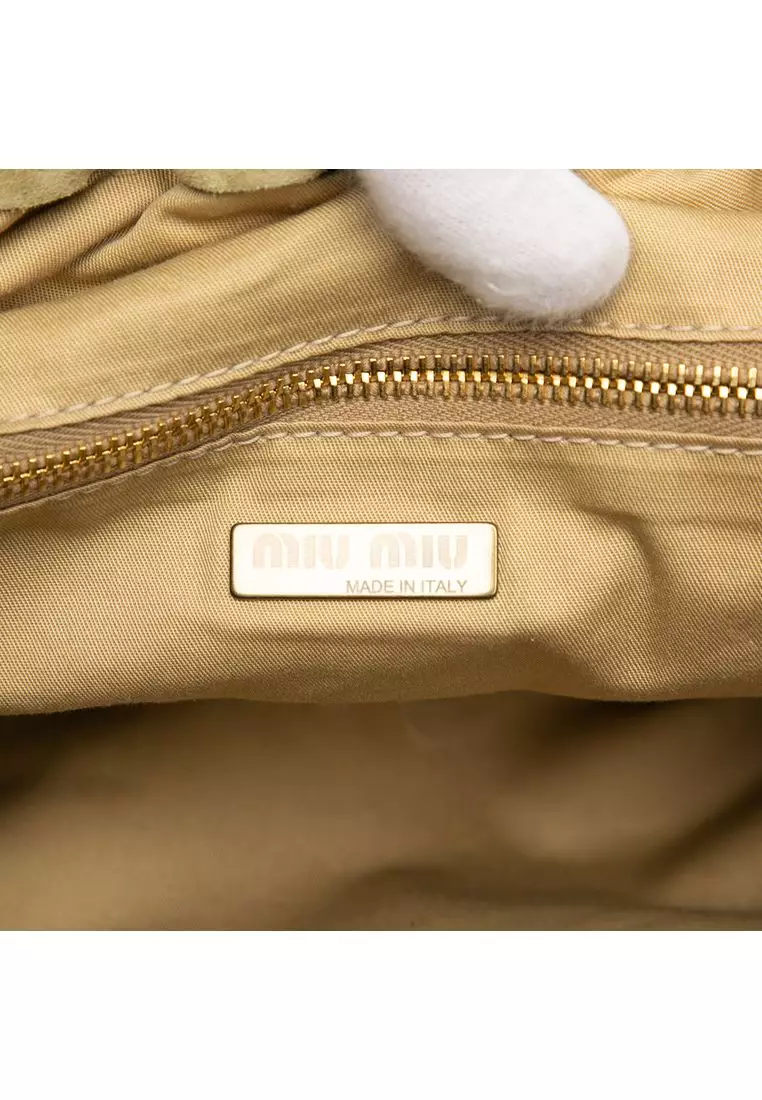 Pre-Loved Miu Miu Laser Cut Suede Bamboo Top Handle Bag