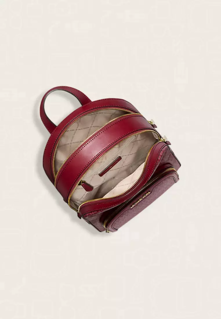 Michael Kors Jaycee Medium Signature Logo Backpack Cherry
