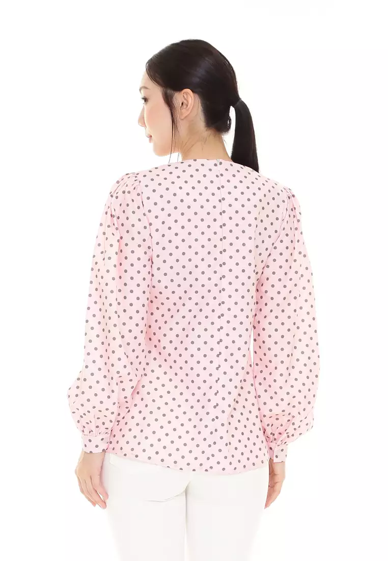Christina Polka Dot Blouse in Soft Pink