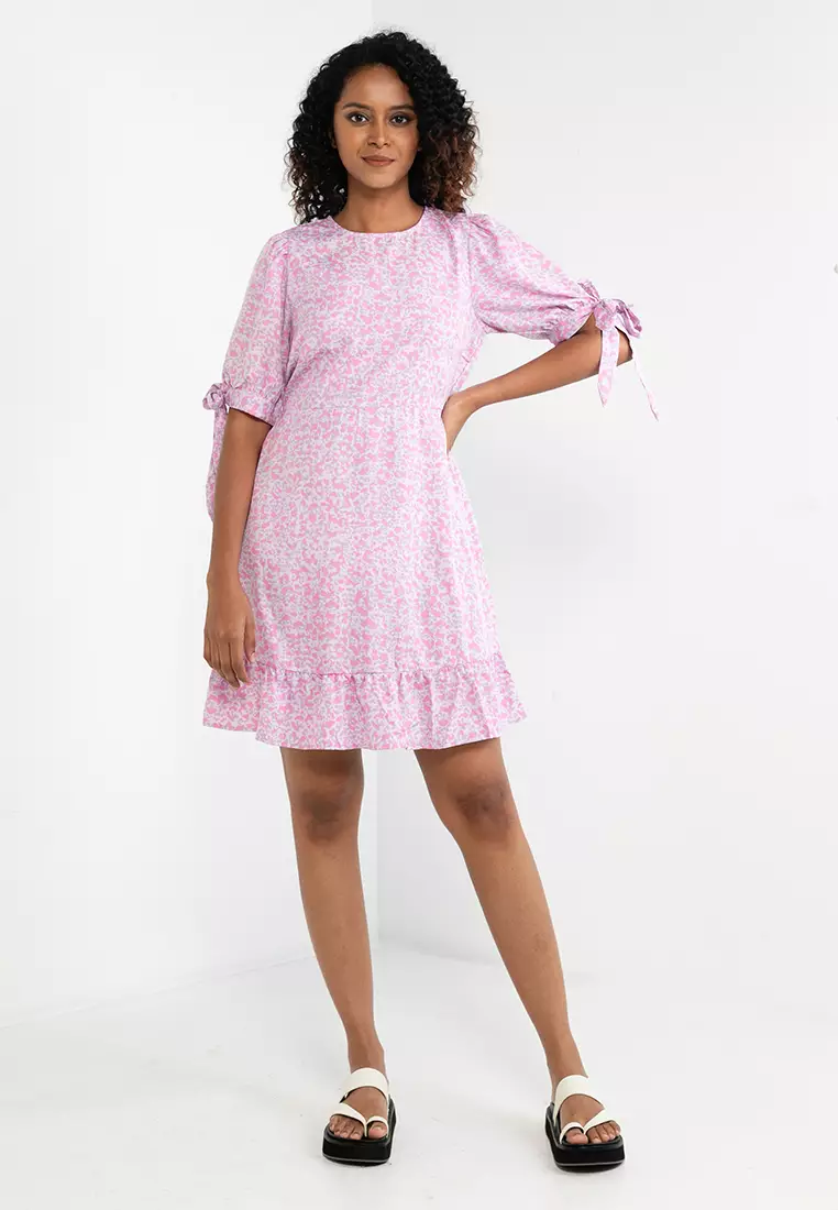 VERO MODA CURVE Abito Avvolgente Donna Vmemma Henna - Vestito Corto Estivo Con Maniche In Pizzo (Taglia 52, Betulla/AOP Caro Flower)