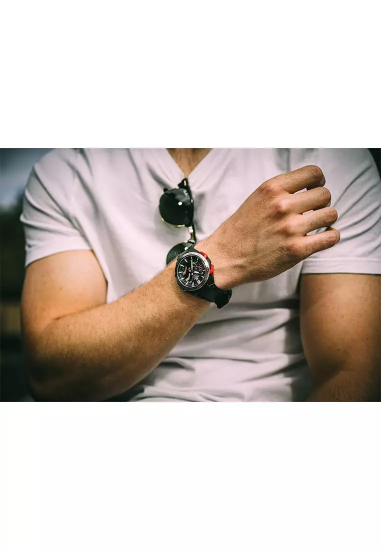 Casio Edifice Jam Tangan Analog Digital Pria - Stainless Steel Case Black Resin Band - ECB-2200P-1A