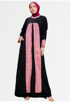 Model Abaya Kombinasi Batik  Hijab Review