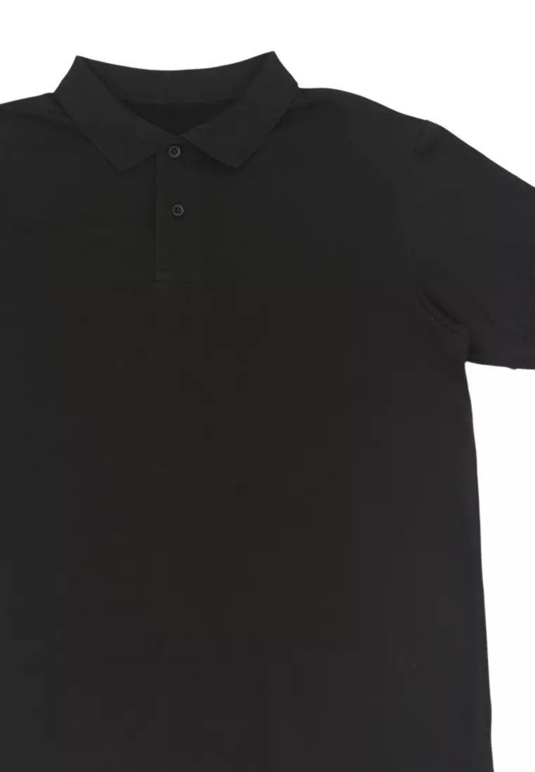 Men's Plain Poloshirt Special Fabric - Black