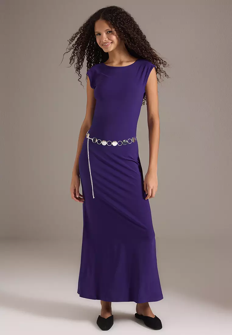 sheer glitter backless dress in multi jaded london Grey High Neck Backless Midi Dress