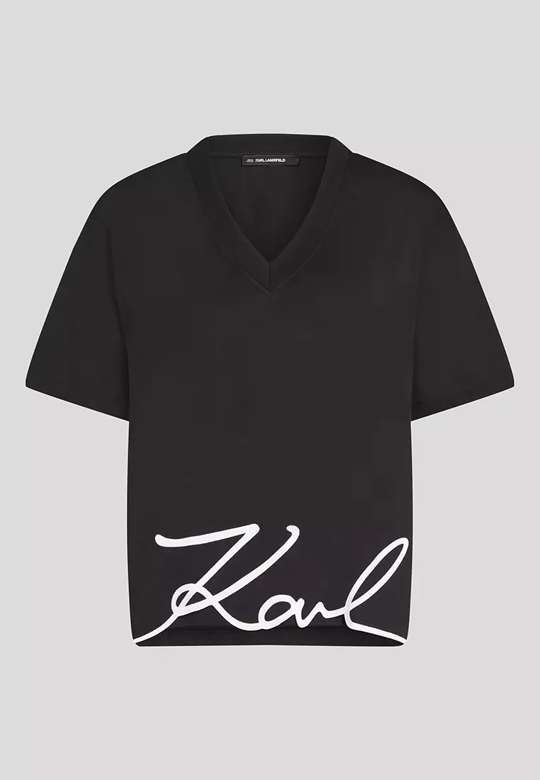 Karl Signature V-Neck T-Shirt