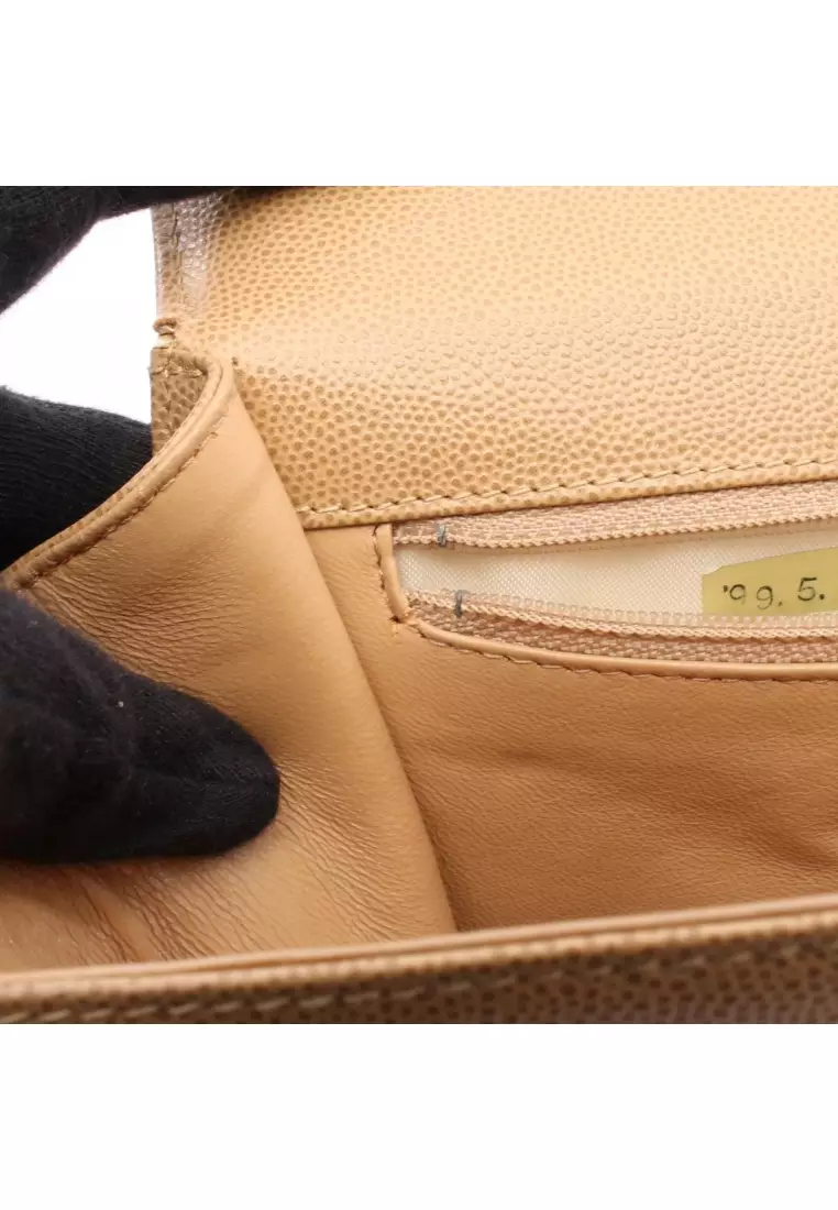 Pre-Loved Chanel coco mark Twist handle Shoulder bag Caviar skin beige gold hardware