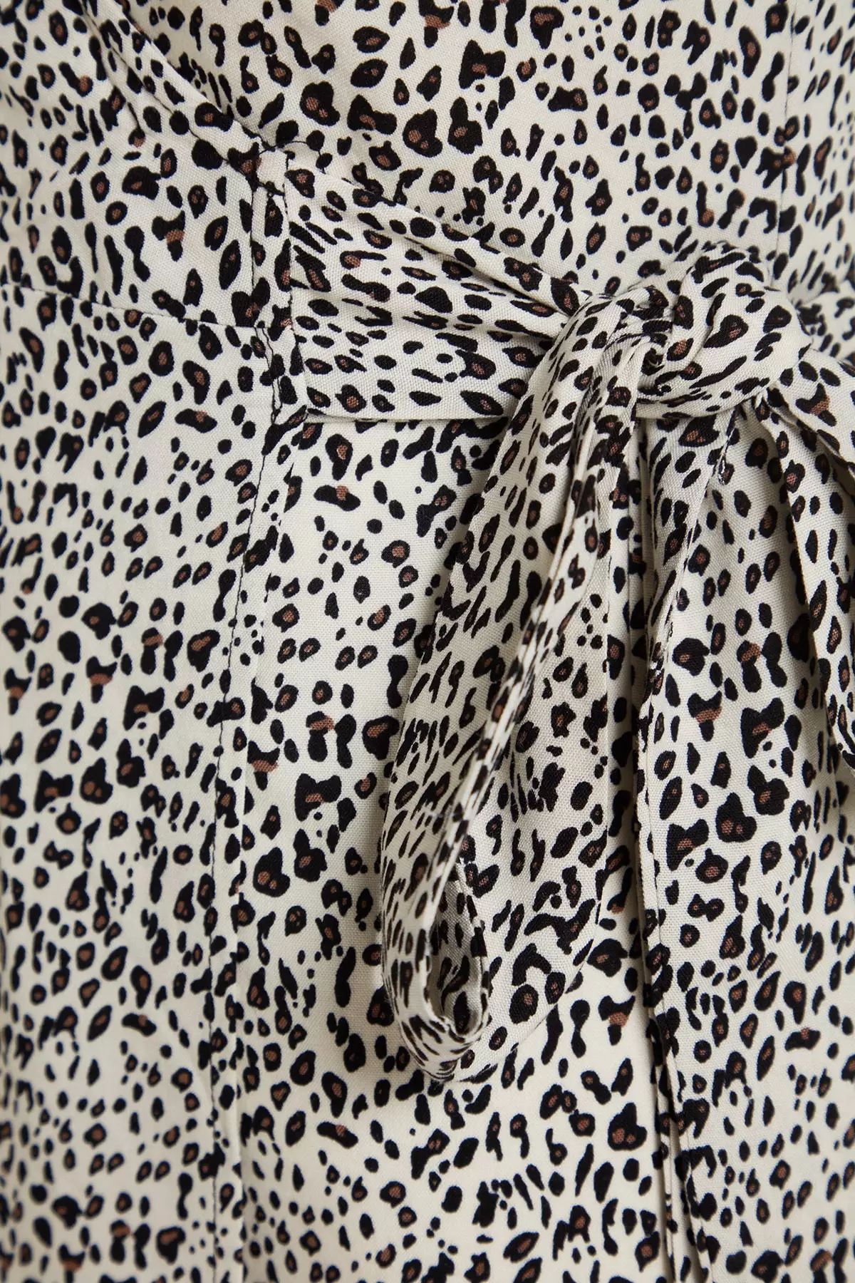 Ecru Double Breasted Midi Weave Leopard Print Dress