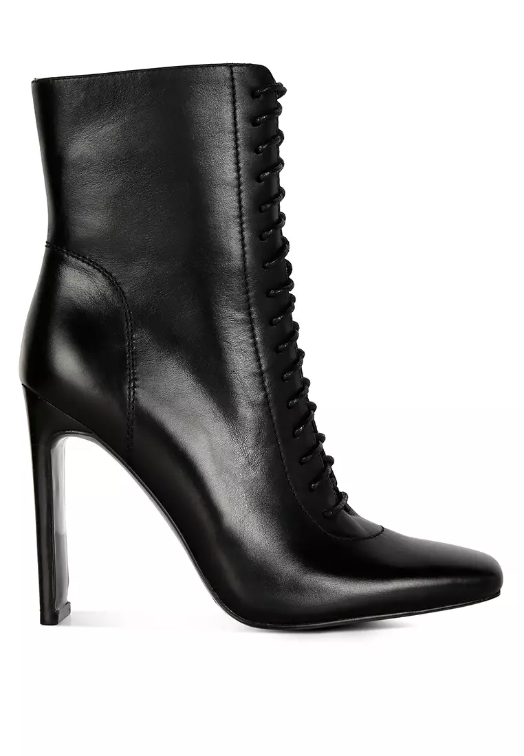 Buy Rag & CO. Black Lace Up Leather Ankle Boots Online | ZALORA Malaysia