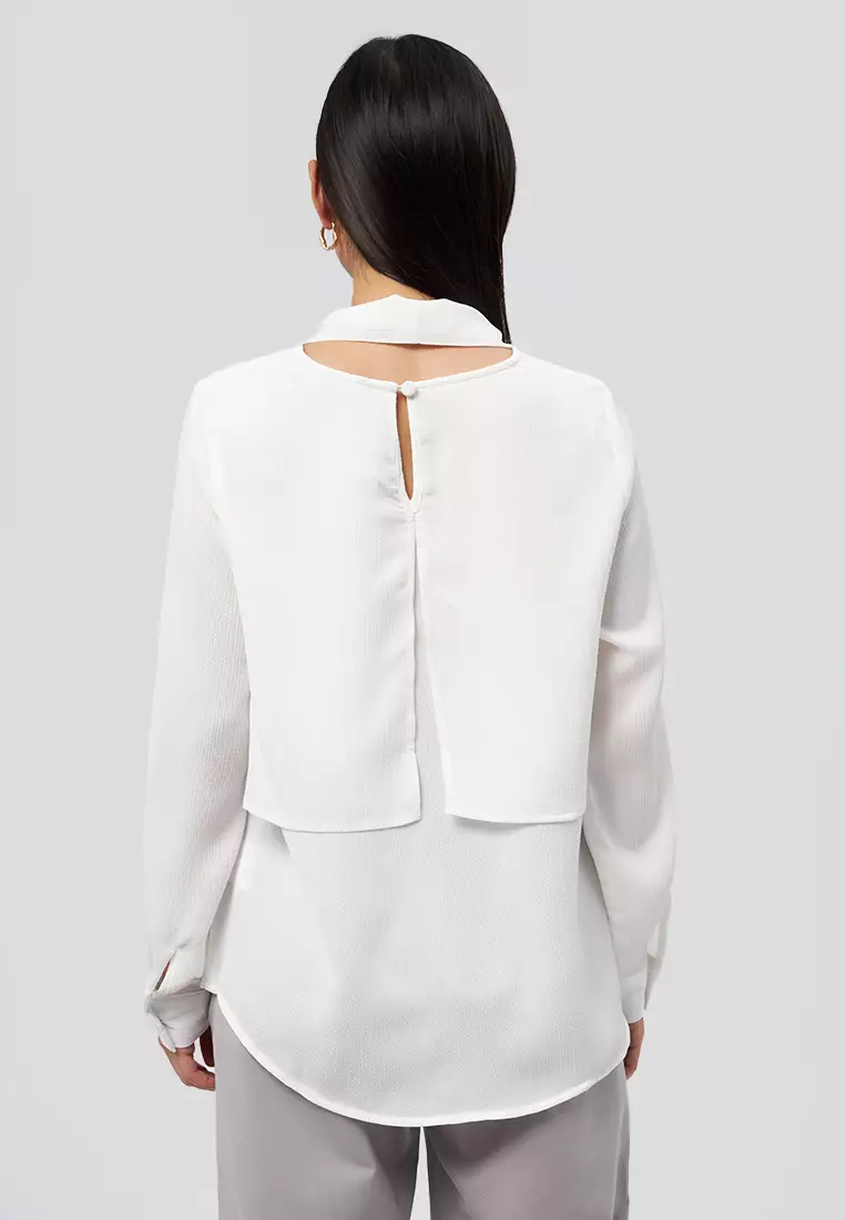 Long Sleeve Blouse with Back Button