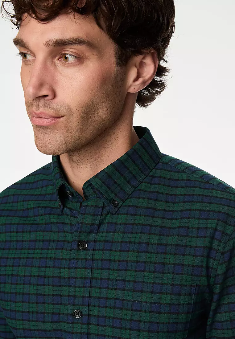 Easy Iron Pure Cotton Check Oxford Shirt
