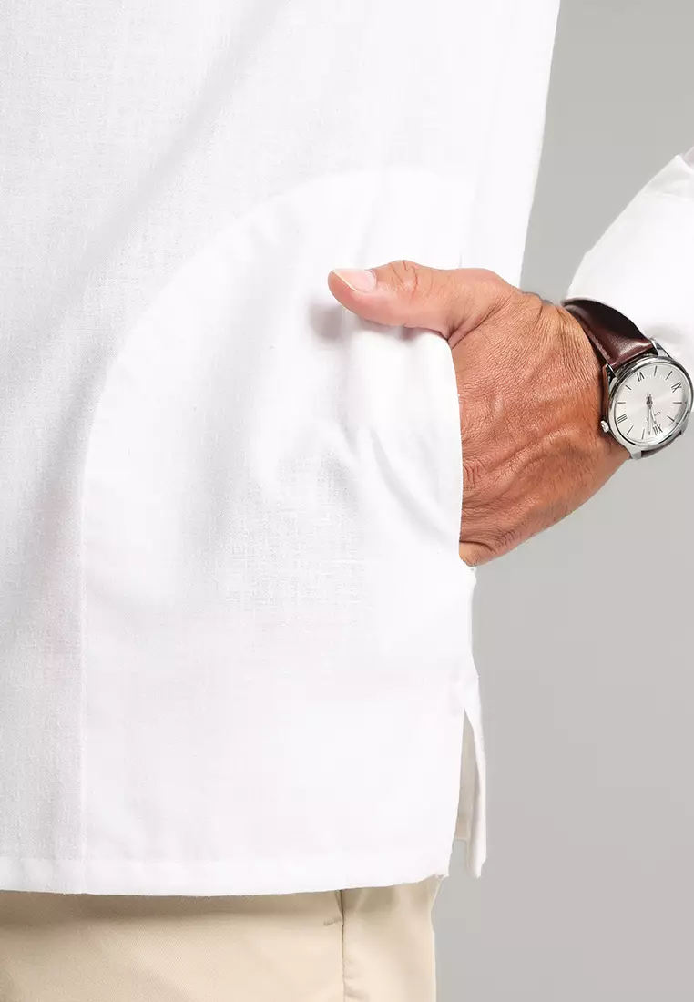 MOC x Habib Jafar Kemeja Koko Lengan Panjang Pria Habil - White
