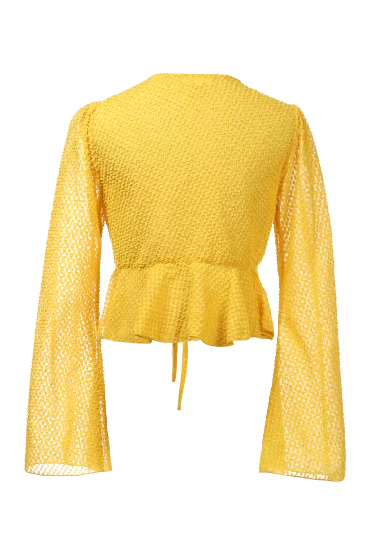 Powder Yellow Peplum Crop Top