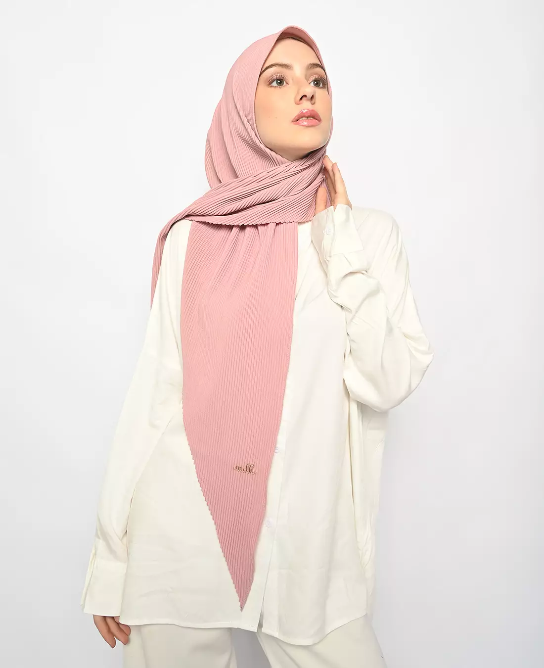 Suria Segitiga Instan Pleats Baby Pink