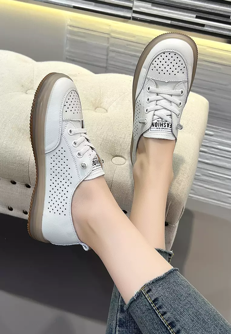 Hollowed Casual Leather Sneakers BS2170
