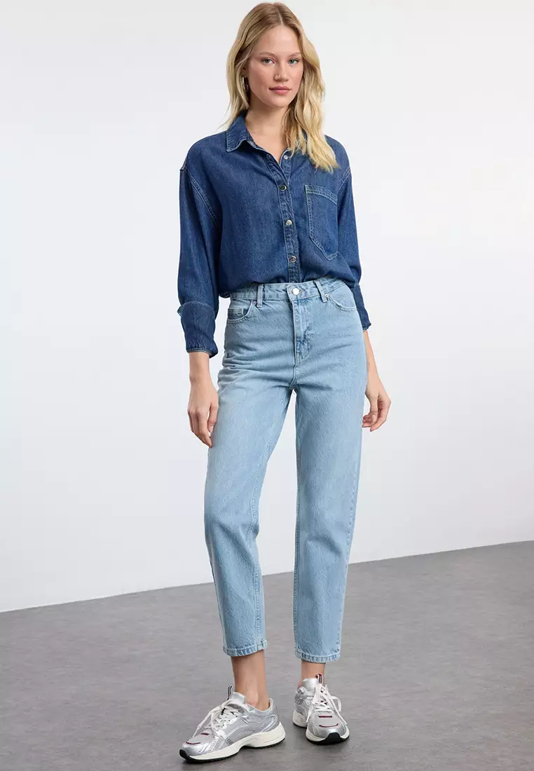 Buy Trendyol High Waist Mom Jeans 2025 Online ZALORA
