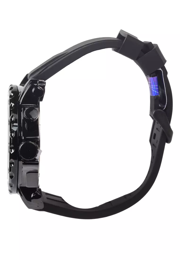 Viral Jam Tangan Analog Pria - Black Case Black Rubber Strap - VR013