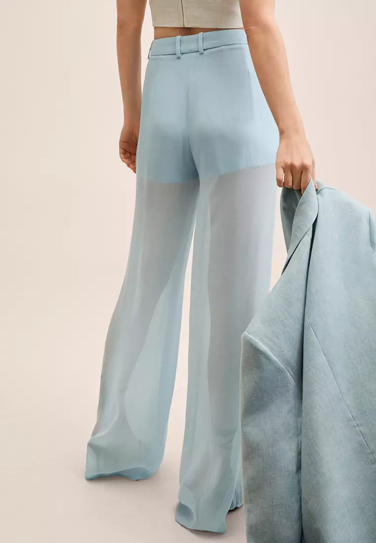 Semi-transparent wideleg trousers