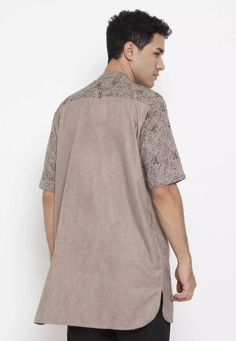 Zayidan Baju Koko Gamis Muslim Pria Fudail Pdk - Cokelat Polos