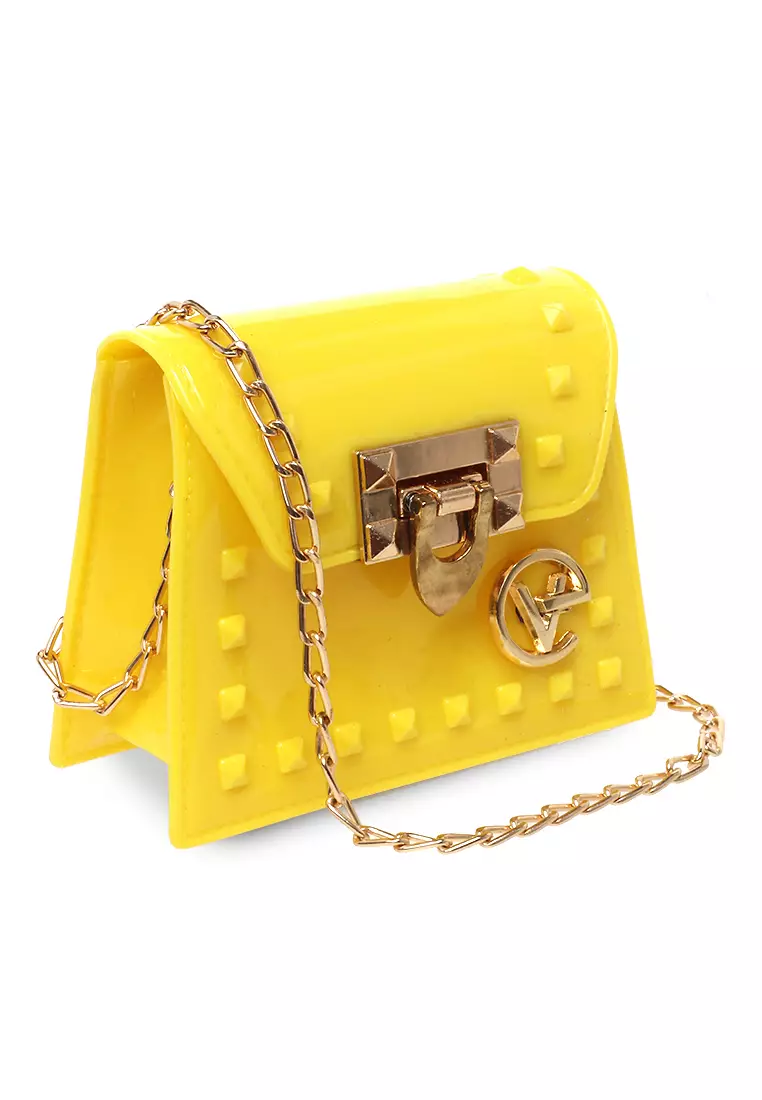 Frith Tas Jelly Slempang Wanita Tali Rantai Design Stylish - Kuning