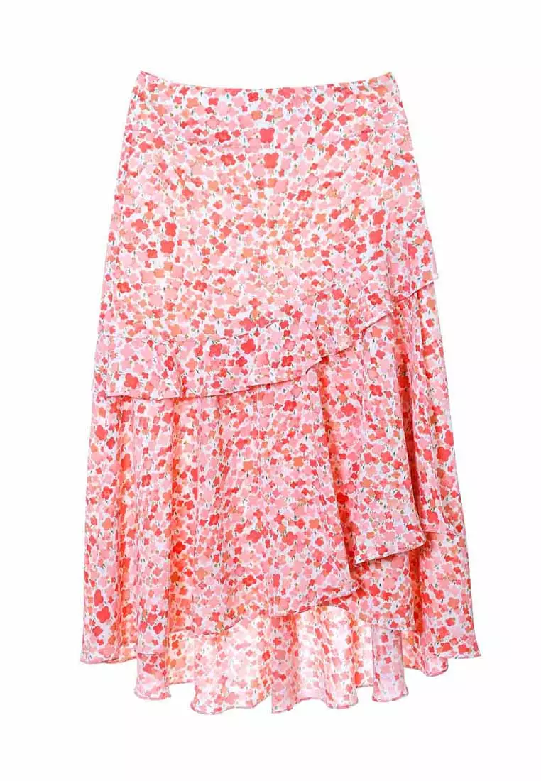 Buy iROO Pink Floral Print Asymmetric Skirt 2025 Online ZALORA