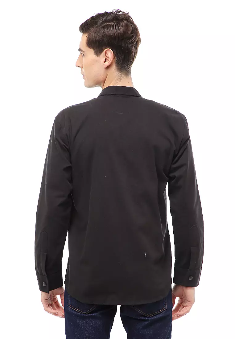 Clover Outerwear Jacket Pria Simple Design Material Canvas Suede ORIGINAL - Black