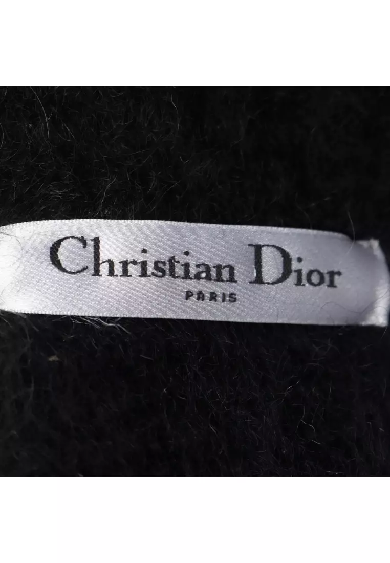 Pre-Loved Christian Dior CD logo bucket hat wool Nylon Mohair black white