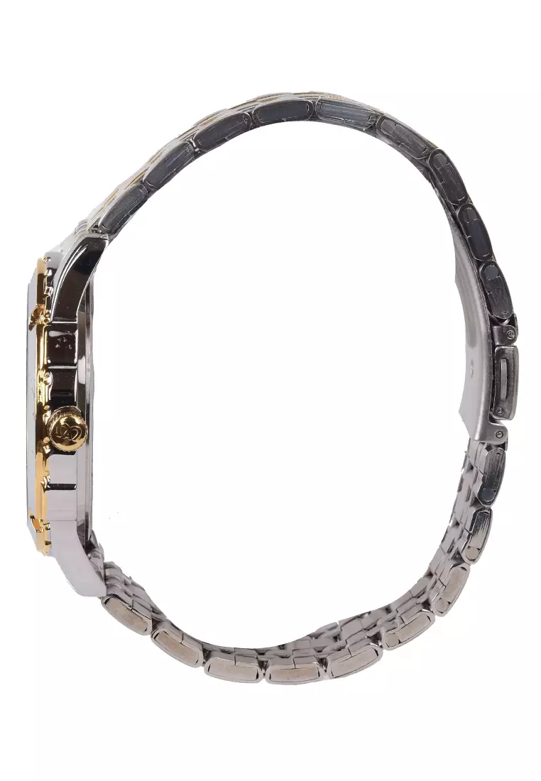 Mirage Jam Tangan Analog Pria - Silver Gold White Dial Stainless Steel - 8604M