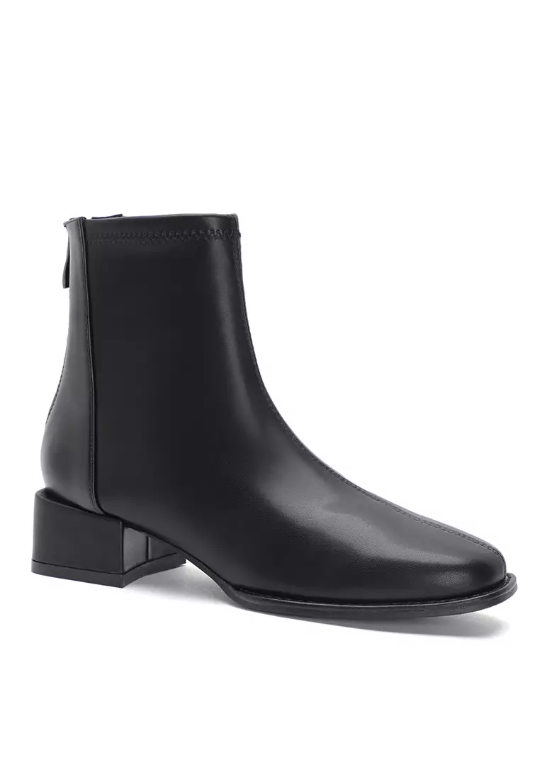 4CM 圓頭仿皮踝靴 839-2