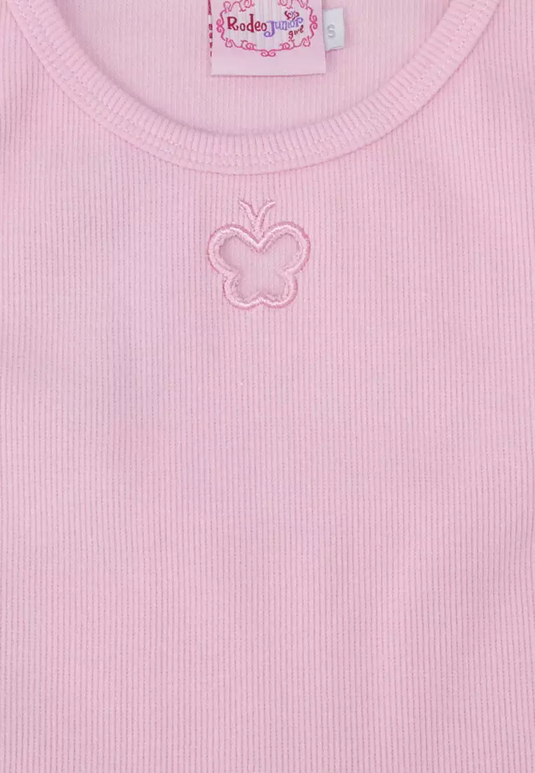 Tshirt/ Kaos Tanpa Lengan Anak Crop Pink/ Rodeo Junior Girl Summer Pastel