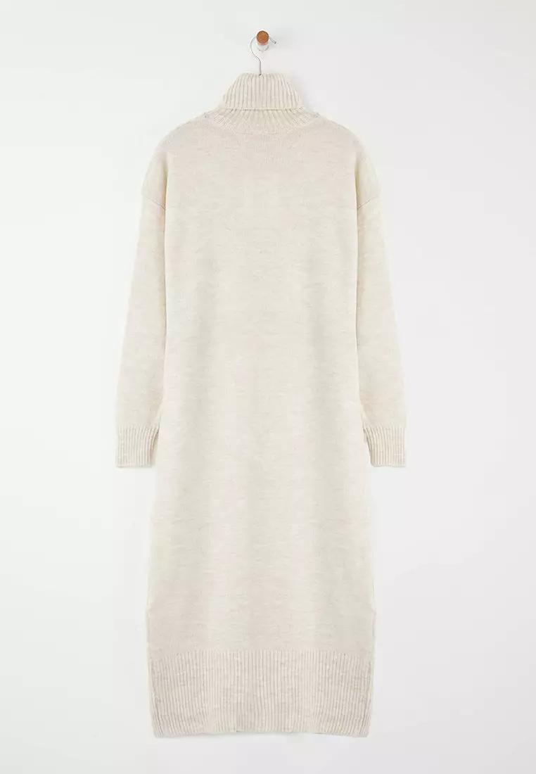 Stone Maxi Wide Mold Soft Texture Plain Knitwear Dress